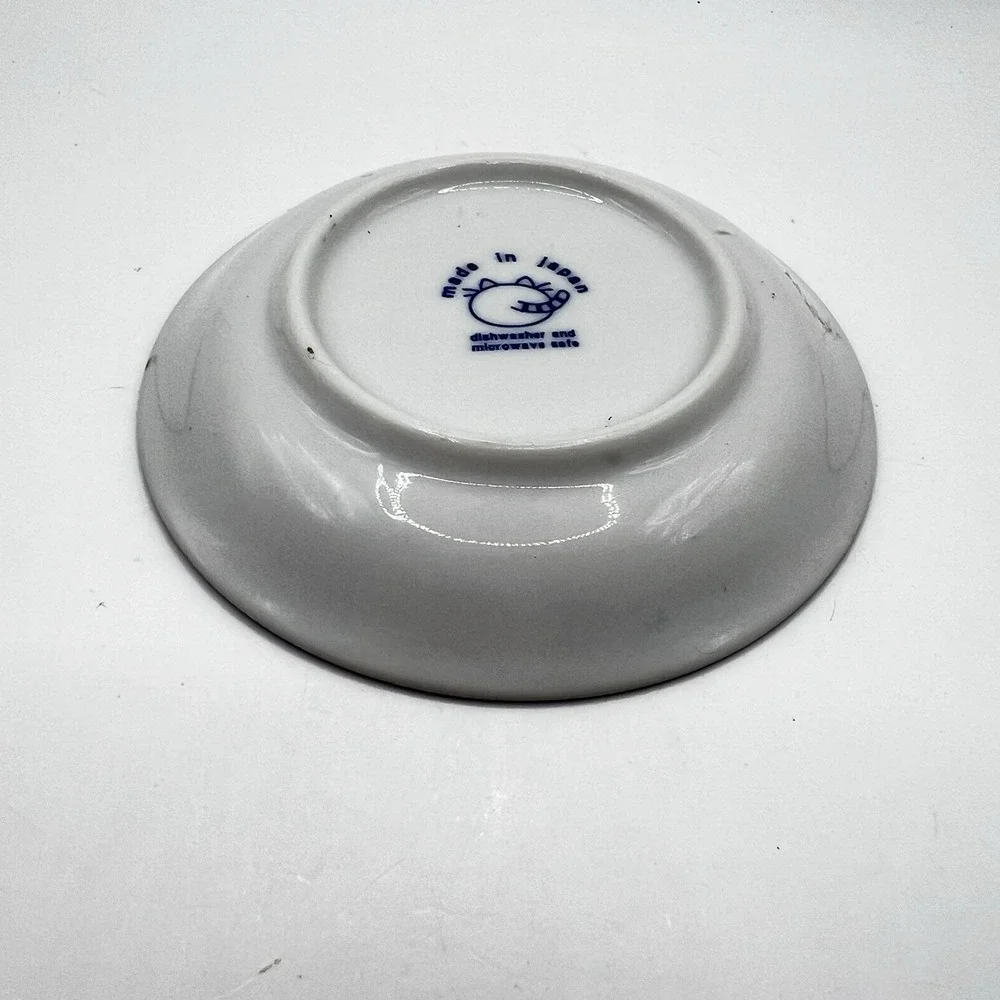 Happy Cat Sauce Bowl Blue Japan Warai Neko 4 1/2